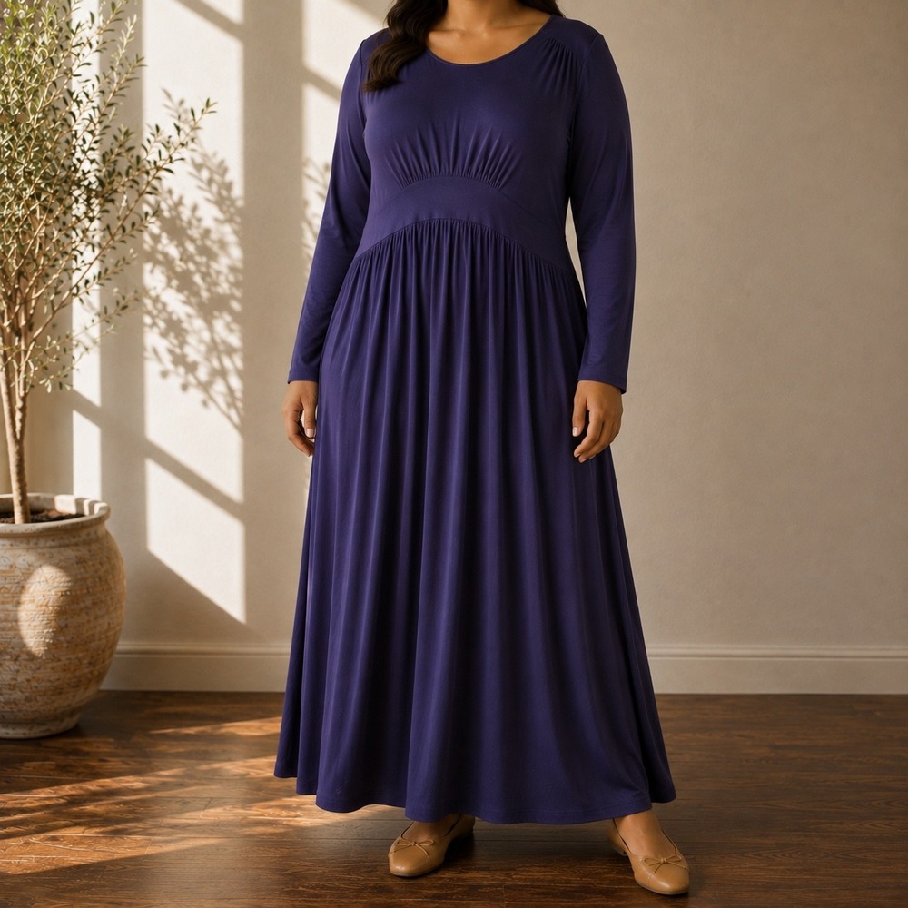 Boden Thea Jersey Maxi Dress Long Sleeve Empire Waist Autumn Workwear Size 16/18